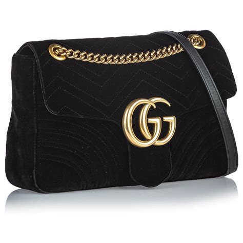 sac gucci noir velour|Gucci leather shoulder bag.